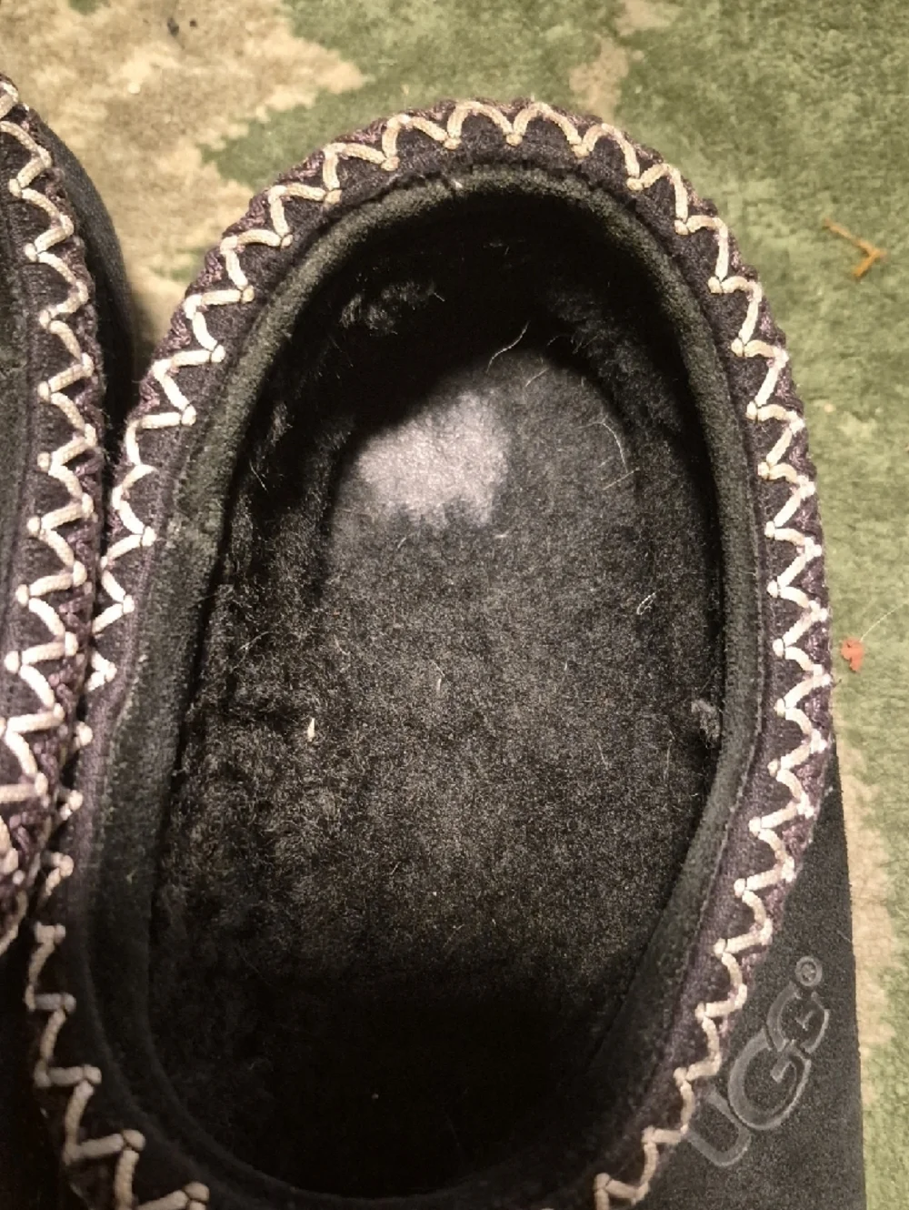 UGG Black Suede Shearling-Lined Cozy Mule Slippers